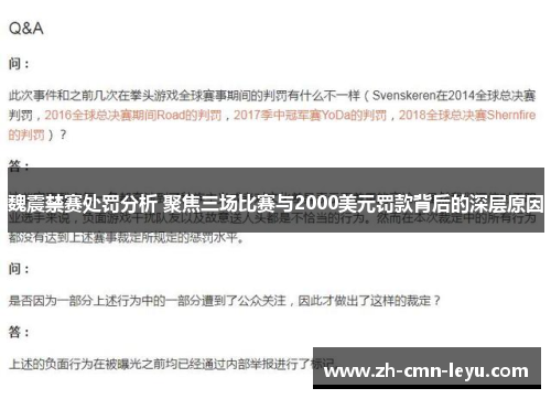 魏震禁赛处罚分析 聚焦三场比赛与2000美元罚款背后的深层原因